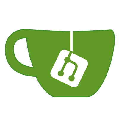 the gitea logo - a green cup with a git symbol tagged tea bag tab hanging on the front